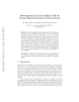 Relevant-features based Auxiliary Cells for Energy Efficient Detection
  of Natural Errors