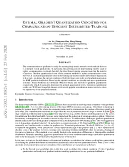 Optimal Gradient Quantization Condition for Communication-Efficient
  Distributed Training