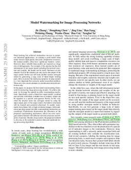 Model Watermarking for Image Processing Networks