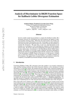 Analysis of Discriminator in RKHS Function Space for Kullback-Leibler
  Divergence Estimation