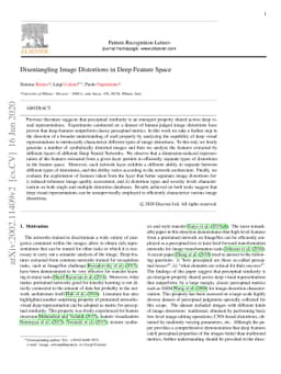 Disentangling Image Distortions in Deep Feature Space