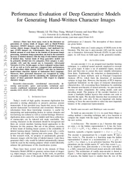 Performance Evaluation of Deep Generative Models for Generating
  Hand-Written Character Images