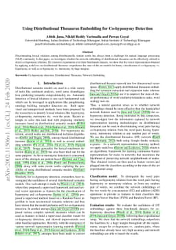 Using Distributional Thesaurus Embedding for Co-hyponymy Detection