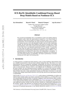 ICE-BeeM: Identifiable Conditional Energy-Based Deep Models Based on
  Nonlinear ICA