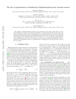 The role of regularization in classification of high-dimensional noisy
  Gaussian mixture