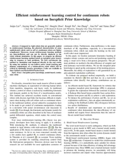 Efficient reinforcement learning control for continuum robots based on
  Inexplicit Prior Knowledge