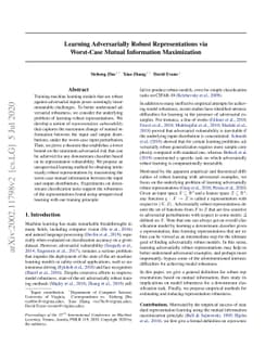 Learning Adversarially Robust Representations via Worst-Case Mutual
  Information Maximization
