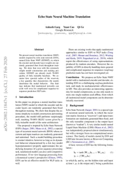 Echo State Neural Machine Translation