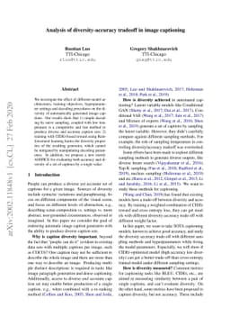 Analysis of diversity-accuracy tradeoff in image captioning