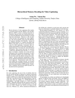 Hierarchical Memory Decoding for Video Captioning