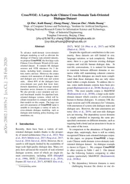 CrossWOZ: A Large-Scale Chinese Cross-Domain Task-Oriented Dialogue
  Dataset