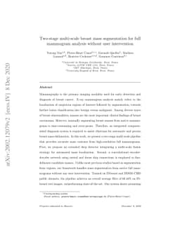 Two-stage multi-scale breast mass segmentation for full mammogram
  analysis without user intervention
