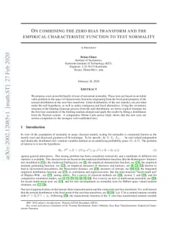 On combining the zero bias transform and the empirical characteristic
  function to test normality