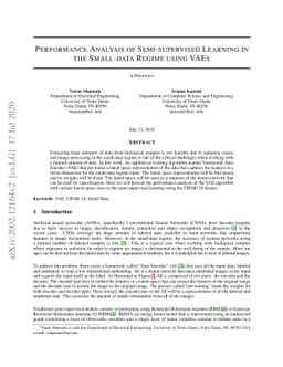 Performance Analysis of Semi-supervised Learning in the Small-data
  Regime using VAEs