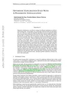 Optimistic Exploration even with a Pessimistic Initialisation