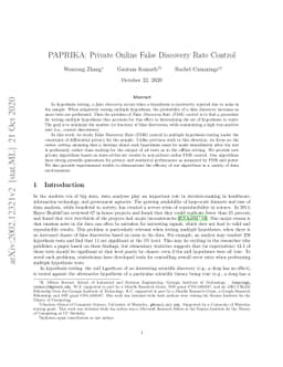 PAPRIKA: Private Online False Discovery Rate Control