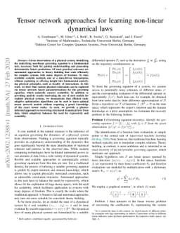 Tensor network approaches for learning non-linear dynamical laws