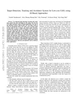 Target Detection, Tracking and Avoidance System for Low-cost UAVs using
  AI-Based Approaches