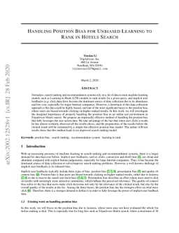 Handling Position Bias for Unbiased Learning to Rank in Hotels Search