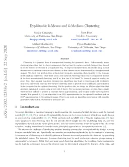 Explainable $k$-Means and $k$-Medians Clustering