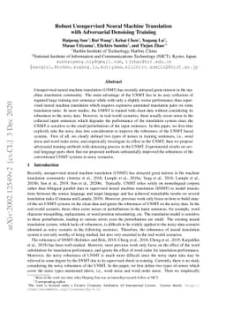 Robust Unsupervised Neural Machine Translation with Adversarial
  Denoising Training