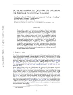 DC-BERT: Decoupling Question and Document for Efficient Contextual
  Encoding