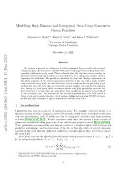 Modelling High-Dimensional Categorical Data Using Nonconvex Fusion
  Penalties