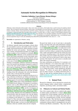 Automatic Section Recognition in Obituaries