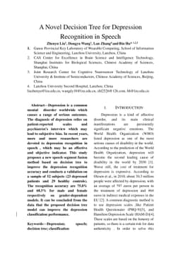 A Novel Decision Tree for Depression Recognition in Speech
