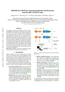 DIHARD II is Still Hard: Experimental Results and Discussions from the
  DKU-LENOVO Team