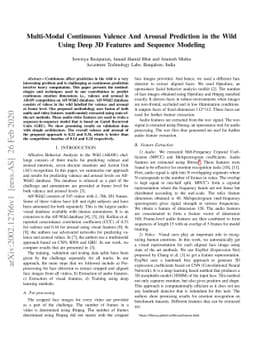 Multi-Modal Continuous Valence And Arousal Prediction in the Wild Using
  Deep 3D Features and Sequence Modeling