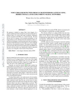 Voice trigger detection from LVCSR hypothesis lattices using
  bidirectional lattice recurrent neural networks