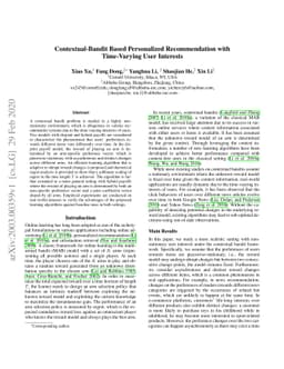 Contextual-Bandit Based Personalized Recommendation with Time-Varying
  User Interests
