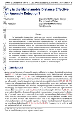 Why is the Mahalanobis Distance Effective for Anomaly Detection?