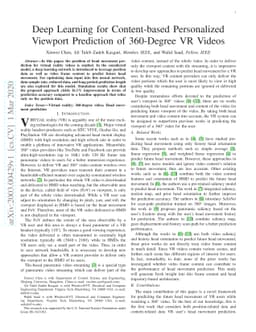 Deep Learning for Content-based Personalized Viewport Prediction of
  360-Degree VR Videos