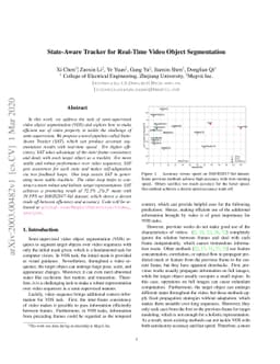 State-Aware Tracker for Real-Time Video Object Segmentation