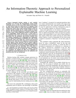 An Information-Theoretic Approach to Personalized Explainable Machine
  Learning