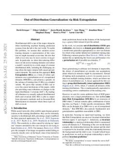 Out-of-Distribution Generalization via Risk Extrapolation (REx)