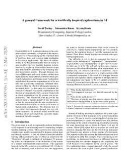 A general framework for scientifically inspired explanations in AI