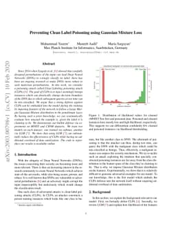 Preventing Clean Label Poisoning using Gaussian Mixture Loss