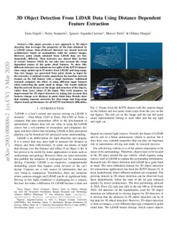 3D Object Detection From LiDAR Data Using Distance Dependent Feature
  Extraction