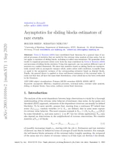 Asymptotics for sliding blocks estimators of rare events