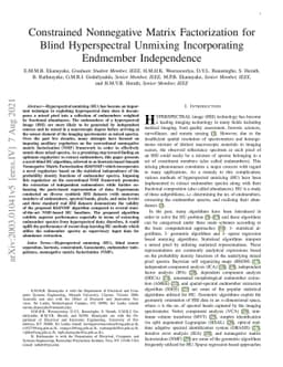 Constrained Nonnegative Matrix Factorization for Blind Hyperspectral
  Unmixing incorporating Endmember Independence