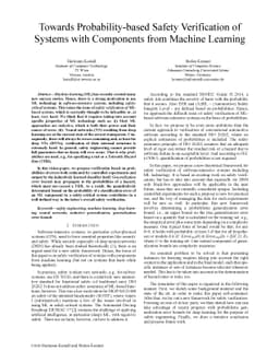 Towards Probability-based Safety Verification of Systems with Components
  from Machine Learning