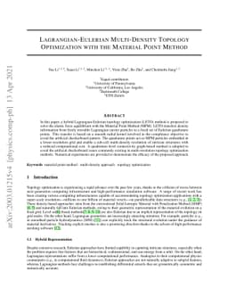 Lagrangian-Eulerian Multi-Density Topology Optimization with the
  Material Point Method