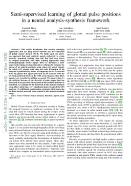 Semi-supervised learning of glottal pulse positions in a neural
  analysis-synthesis framework