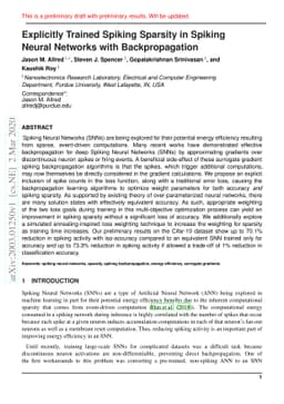 Explicitly Trained Spiking Sparsity in Spiking Neural Networks with
  Backpropagation