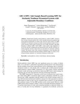 ABC-LMPC: Safe Sample-Based Learning MPC for Stochastic Nonlinear
  Dynamical Systems with Adjustable Boundary Conditions