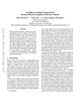 An Online Learning Framework for Energy-Efficient Navigation of Electric
  Vehicles