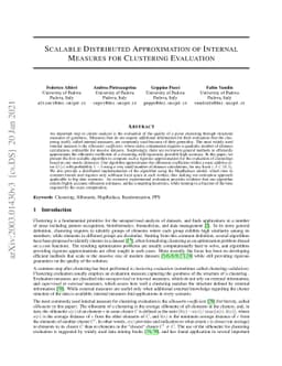 Scalable Distributed Approximation of Internal Measures for Clustering
  Evaluation